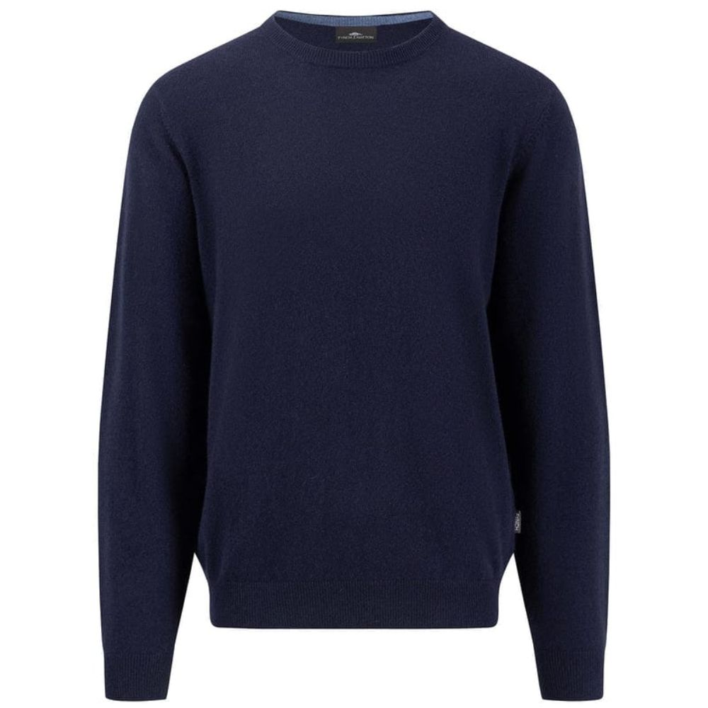 FYNCH HATTON CLASSIC ROUND NECK MEN DARK NAVY SWEATER